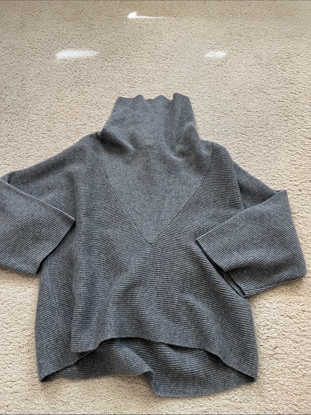 Armani Collezioni Charcoal Ribbed Funnel Neck Sweater